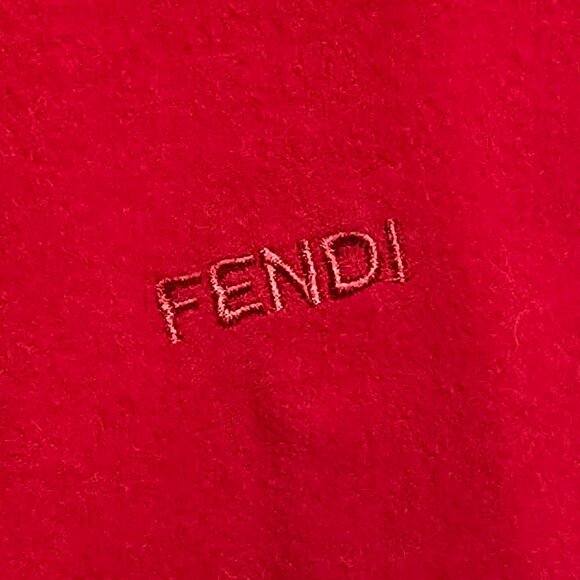 Vtg FENDI Embroidered Wool Scarf - Red - 11 1/2" x 52" - Picture 2 of 4